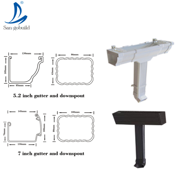 Rain Gutter Customized Size Square Gutter PVC Plastic Pipe Roof Rain Gutter