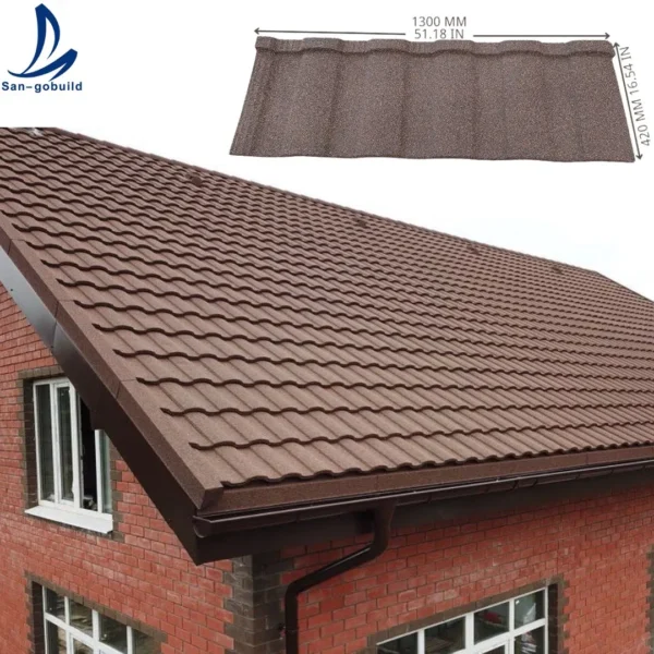 Roman Tile Stone Coated Steel Roofing for Villa