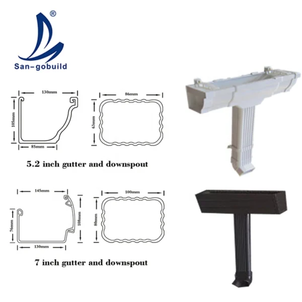 Roof Top Garden Drainage Rain Chain Downspouts Leaf Gutter Cheap PVC Gutter