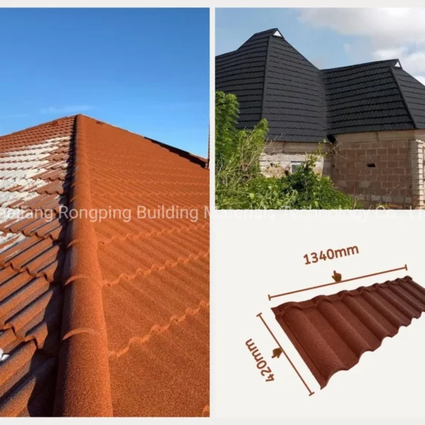 Roofing Materials Galvalumed Roofing Sheet 1340*420mm Milano Tile Colorful Stone Coated Metal Roof Tiles