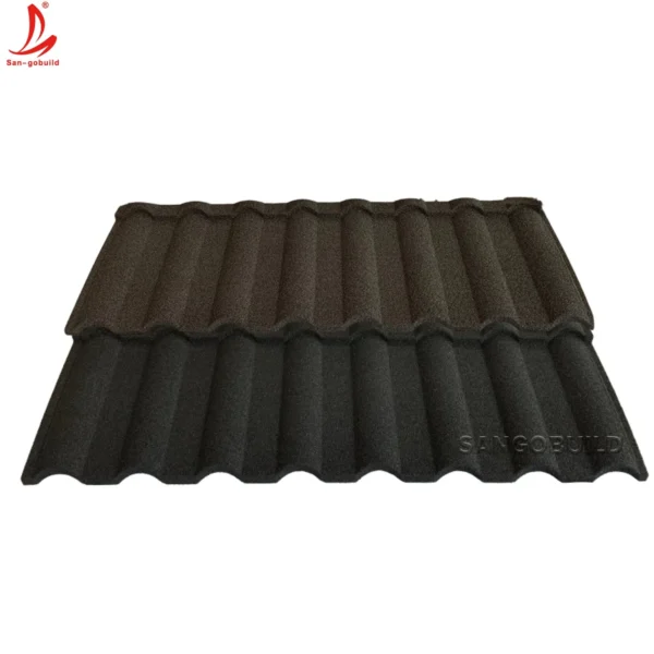 Salt Spray Resistance Acrylic Aluminium Zink Stone Chips Coated Metal Shingle Roof