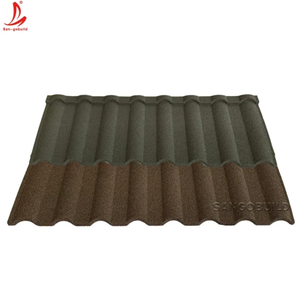 Salt Spray Resistance Acrylic Aluminium Zink Stone Chips Coated Metal Shingle Roof