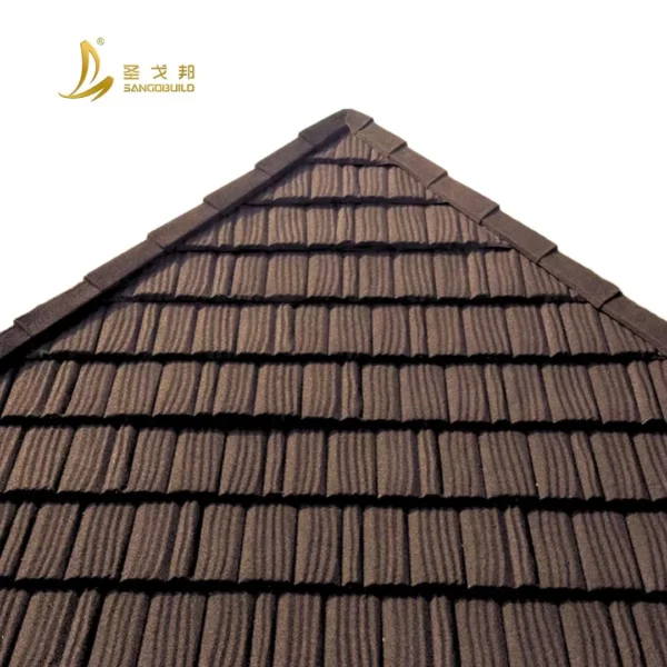 Sangobuild Color Stone Coated Metal Sheet Tile Makuti Grained Tile Roofing Material