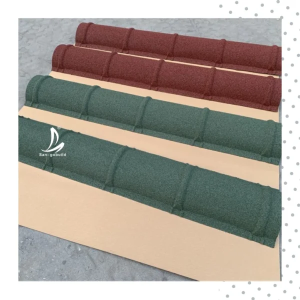 Sangobuild Customized Colors Roof Tiles Accessories 1200mm Length Roof Ridge Caps Stone Coated Metal Roofing Sheets
