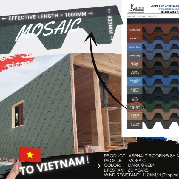Sangobuild Desert Tan Color Brown Asphalt Shingle for Oman House Building