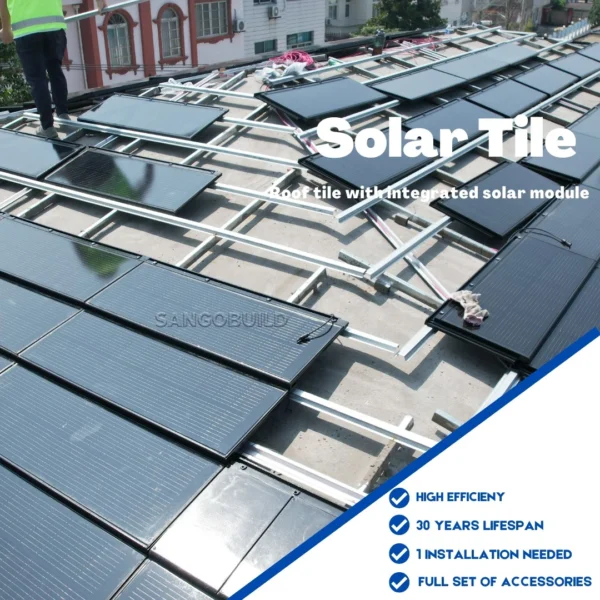 Sangobuild Green Energy Solar Panel System Transparent Glass 90W BIPV Solar Tiles
