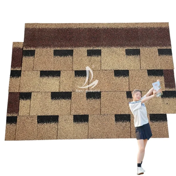 Sangobuild Roofing Factory Hexagonal Design Teja Impermeabilizante Asphalt Shingle for Resorts