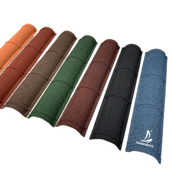 Sangobuild Stone Coated Circular Long Span Ridge Cap Ridge Tiles Roofing Sheet