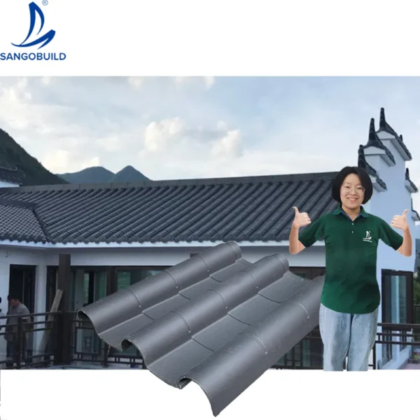 Sangobuild Traditional Temple Roofing Decorative Materials High Polymer Resin Synthetic Roof Tiles