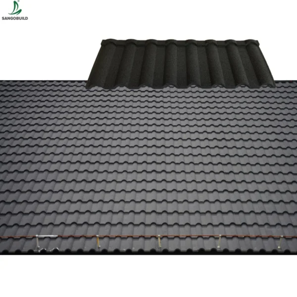 Ultra Durable 0.3-0.5mm Stone Chips Coated Metal Roof Tiles for Construction Material