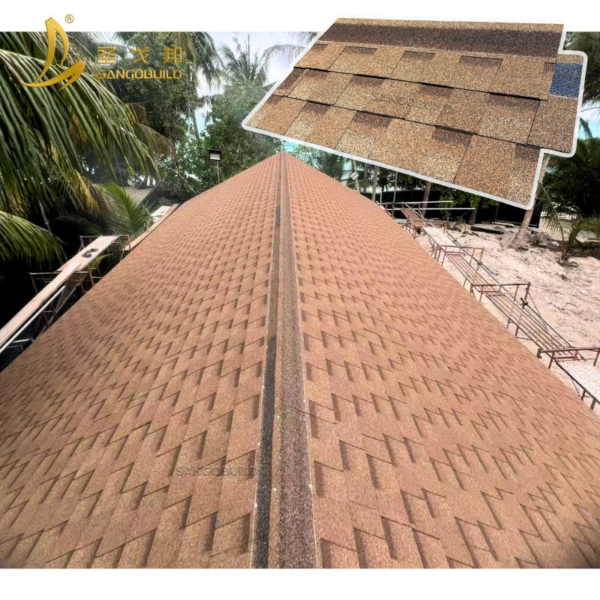 UV-Protection Construction Material Fiberglass Laminated Fireproof Asphalt Roofing Shingle for Resorts
