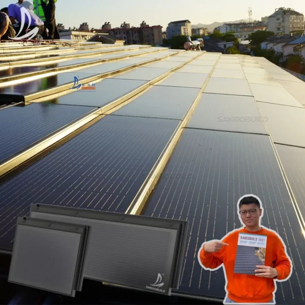 Waterproofing Hail Resistant Solar Panels Monocrystalline Black BIPV Solar Roof Tiles
