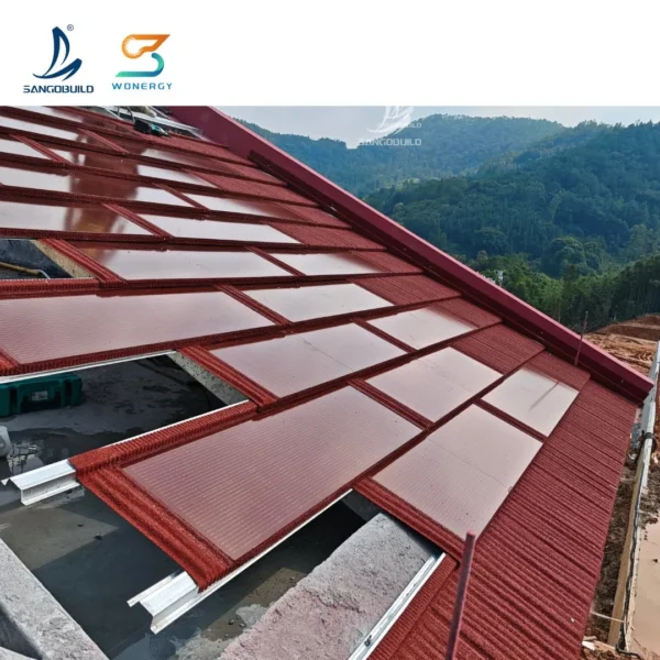 Wholesale BIPV Solar Tiles Smooth-Surface Stone Coated Metal Roof Tiles Shingles