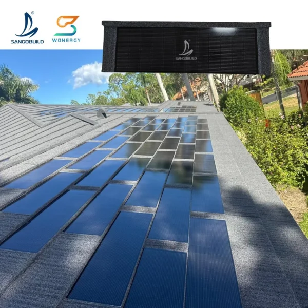 Wholesale BIPV Solar Tiles Smooth-Surface Stone Coated Metal Roof Tiles Shingles